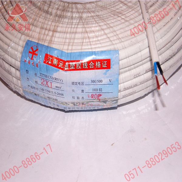 铜芯聚氯乙烯绝缘聚氯乙烯护套软电缆（软护套线）（RVV 2*1）